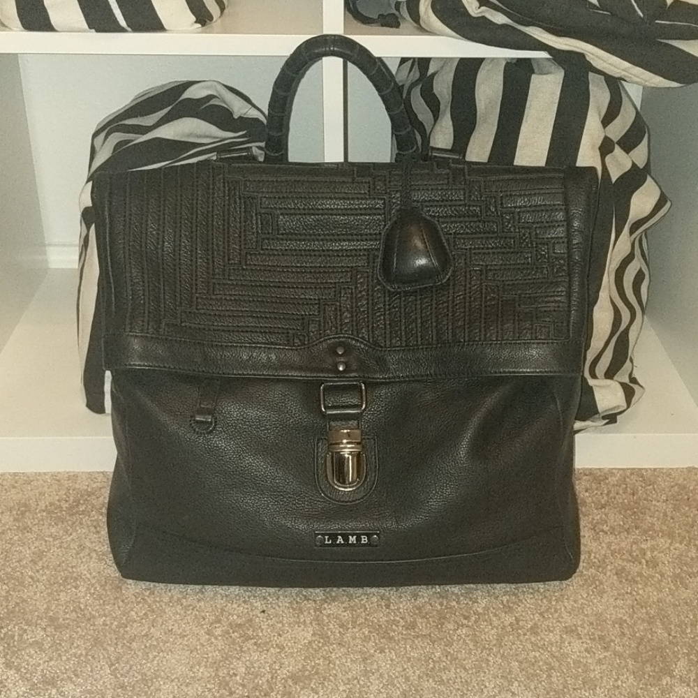 L.A.M.B. Black Leather Backpack Rucksack